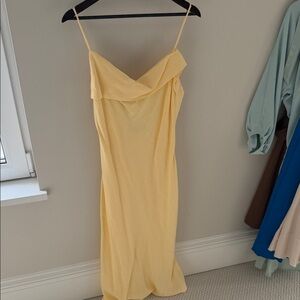 Zara linen Yellow Spaghetti Strap Dress